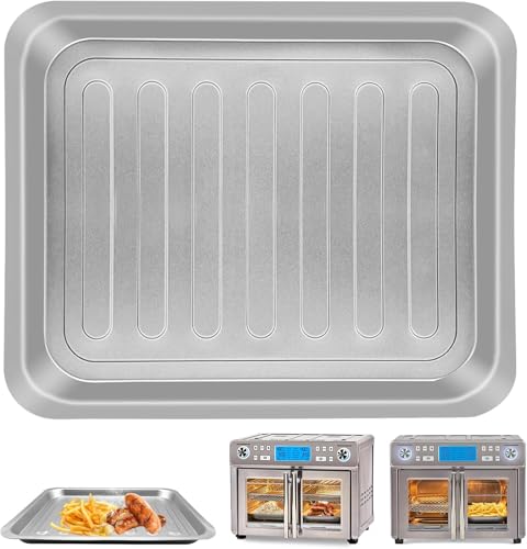 Image of ZuKaYeHome Air Fryer Grill Plate for Emeril Lagasse Dual Zone 360 Air Fryer Oven 25 QT Extra Large, 14''x12'' Stainless Steel Air Fryer Tray Accessories Grill Pan Crisper Plate Replacement Parts Rack