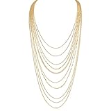 Humble Chic Rhinestone Sparkly Necklace for Women - Chunky Gold Tone Long Layered Necklaces for Women, Big Fashion Simulated Diamond Chain, Trendy Statement Jewelry with Cubic Zirconia Multi Chain