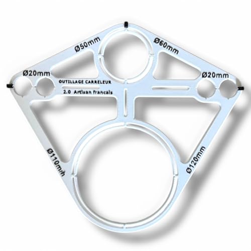 Gabarit de perçage pour bâti support WC suspendu – 6 diamètres (Ø20 à Ø120 mm) – Outil de traçage chantier – Outillage Carreleur 2.0 – Artisan...