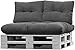 normani Palettenkissen Set Sofa Sitzkissen mit Rückenkissen Outdoor Palettenauflagen (Sitzkissen Gesteppt 120x80) Farbe Anthrazit