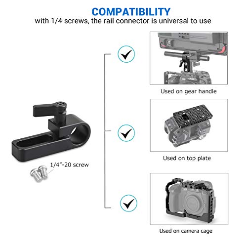 Image of SMALLRIG Single 15mm Rail Clamp Mount Rod Clamp with Long Hole on Plate /Cage /Handle for Rod Extension - 1549