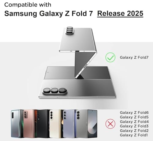 Image of Midkart Magnetic Case Compatible with Samsung Galaxy Z Fold 7 Release 2025 Hinge Protection Leather Cover with Stand Electroplated Camera Protection, Blue & Gold
