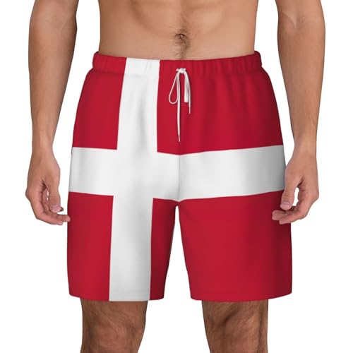 Short de bain homme pour le surf et la plage, maillot de bain respirant imprimé Danemark