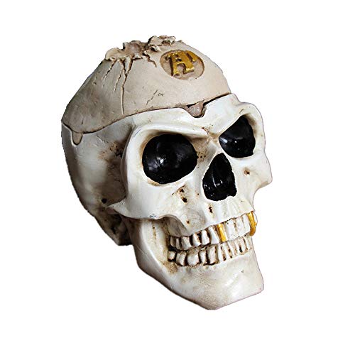 XIZHI Taro Cendrier en forme de tête de mort Décoration d’Halloween peinte à la main Cendrier avec couvercle
