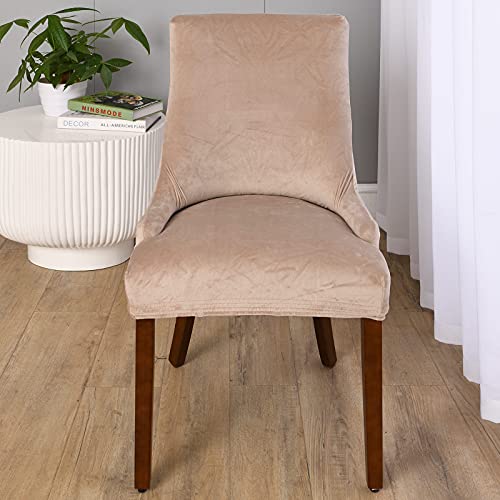 MINGPINHUIUS Velvet Wingback Chair Slipcover,Velvet Stretch Wingback Chair Cover,Sloping Arm Chair Protector Cover for Dining Room Banquet Home Decor Machine Washable Hand Washable (Color-1 - Image 2