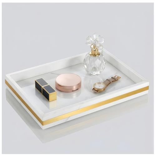 Natural Marble Tray – 12" White Stone Vanity Tray with