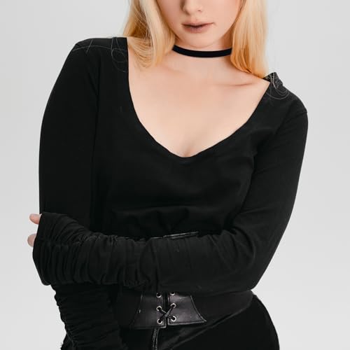Gjinxi 2 Stück Choker Kette Damen, Schwarz Velvet Halsband Damen, Halskette Set, Verstellbare Klassische Kropfband Schmuck, Für Frauen Und Mädchen, Dancing Halloween Geburtstag Party Cosplay