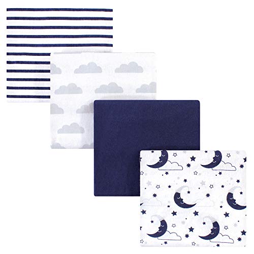 Image of Hudson Baby Unisex Baby Cotton Flannel Receiving Blankets, Moon, One Size