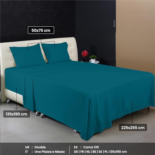 Utopia Bedding Bed Sheet Set Double, Denim Blue, 4 Piece, Fitted Sheet, Flat Sheet with 2 Pillow Cases 50x75, Wrinkle - Image 2