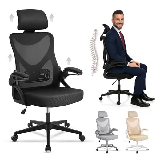 EveryKip® Silla Escritorio Ergonomica Ajustable con Reposabrazos Negro| Ruedas Anti-Arañazos | Sillas Oficina Ejecutiva con Reposacabezas | Cadeira Ergonómica Office Chair (Negro)