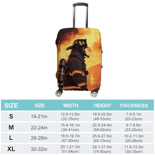 Firefighter Fireman Flame Printed Luggage Cover Protector, Fits 18-32 Inch Luggage2