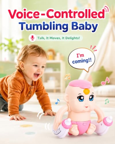 Image of Zest 4 Toyz Musical Baby Toy for Kids | Voice Controlled Tumbling Baby Doll Clap Activated Crawling Rolling Toy 360 Degree Rotating Musical Battery Operated Toy for Boys Girls (Pack of 1) Multicolor