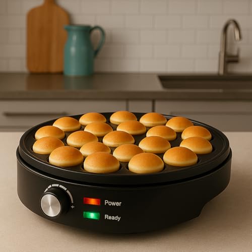 Mini Pancake Maker 22pcs 1000W | Non-Stick Surface | Mini Pancake Maker | Overheat Protection System (Black)