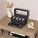 ROTHWELL 4 Slot Leather Watch Box with Valet Drawer - Luxury Case Display Jewelry Organizer, Locking Display Case Holder with Real Glass Top - Watch Box Organizer for Men & Women (Carbon)