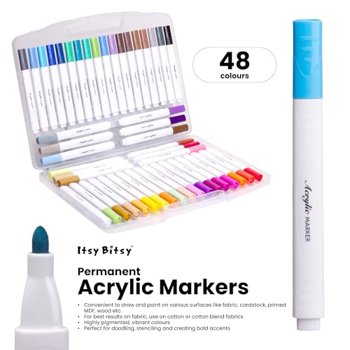 Image of Itsy Bitsy Acrylic Marker Set Triangular Grip Advanced 48 Pcs Box | Water-Based Paint Pens for Rock, Glass, Wood, Fabric, Canvas, DIY Craft & Art