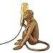 Jorunhe Bedside Table Lamp, Resin Monkey Table Lamp, Creative Desk Lamp Lighting Fixture for Living Room, Bedroom, Office, and College Dorm (Gold)