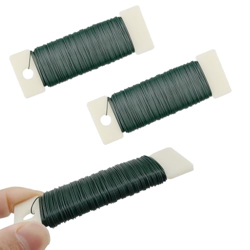 HAHIYO 26Gauge Green Flexible Metal Floral Wire - 3 Rolls Total 115 Yards (345 Feet) for Crafts, Christmas Wreaths, Tree &amp; Flower Arrangement