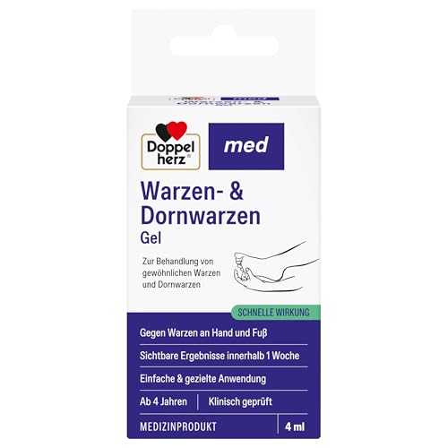 Doppelherz med Warzen- & Dornwarzen Gel – Medizinprodukt zur Behandlung von gewöhnlichen Warzen und Dornwarzen – gezielte Anwendung – 4 ml