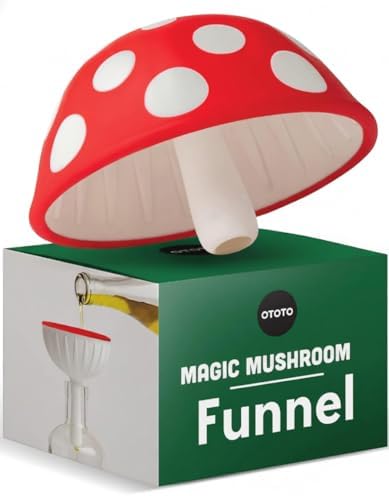 OTOTO Mushroom - Foldable Small Kitchen Funnel with Wide Mouth for Jars. Bottle Liquid Transfer - Silicone, 100% Food Safe, BPA Free, Dishwasher Safe