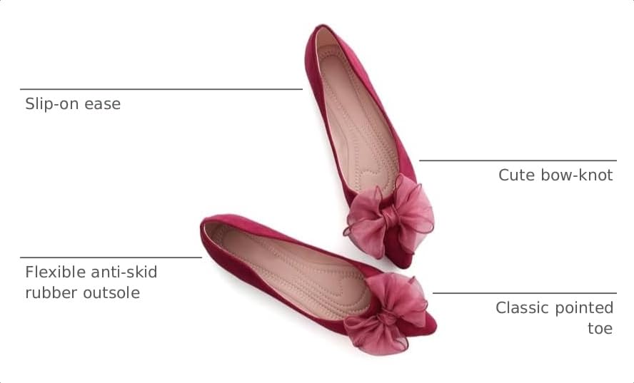Image of SAILING LU Womens Bowknot Ballet Flats Pointy Toe Suede