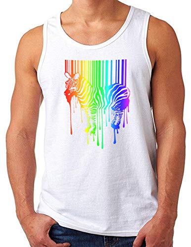 Débardeur zèbre barcode style Banksy multicolore en coton blanc pour homme grande taille