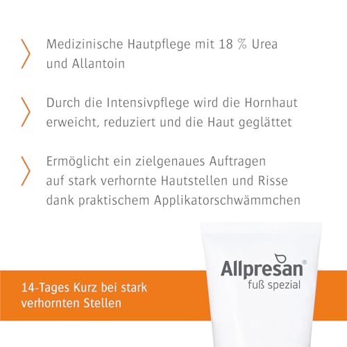 Allpresan Fuß spezial Nr. 4 Hornhautreduzier-Creme - Fußcreme gegen Hornhaut und Schrunden - als 14-Tage Kur verhornter Füße - 2x 40 ml