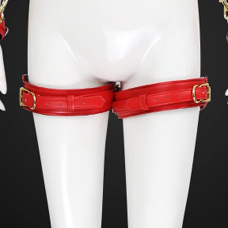 Multiple Styles of BDSM Adult Flirting Products, Alternative Training and Binding, New Leather Thigh Cuffs, Gold Needle Buckle, Leg Cuffs (Black)