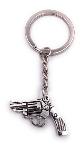 H Customs Revólver pistola pistola llavero colgante plata metal