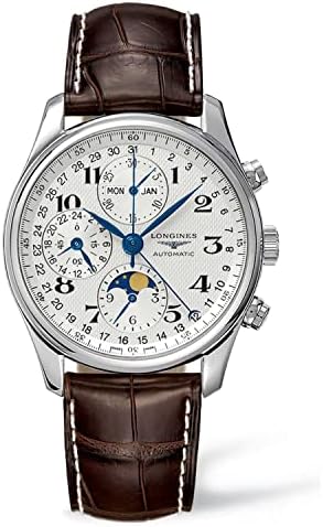 Longines Watches- Longines Master Complications Moonphase Automatic Chronograph Transparent Case Back Men's Watch, Strap