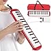 Estink 32 Key Melodica Instrument for Beginners Kids Student Plastic Wind Piano with Cornet Mouthpiece and Durable Bag for Music Education Practice (Red)
