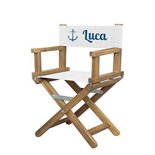 Amikado Fauteuil de metteur en scène bébé & Enfant imprimé avec Motif Jolly Roger (Marine) - Dimensions : H 55 x L 36 x P 28 cm