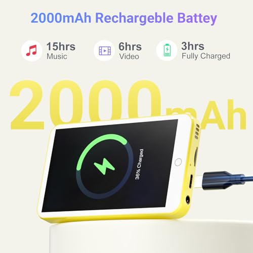 Oilsky 80GB MP3 Player with Bluetooth and WiFi, Mp3 & Mp4 Music Player with Spotify, Amazon Music, Audible, 4.0" IPS Touch Screen Android Player with Speaker, FM Radio, Up to 512GB (Yellow) by Oilsky - Used condition - Image 6