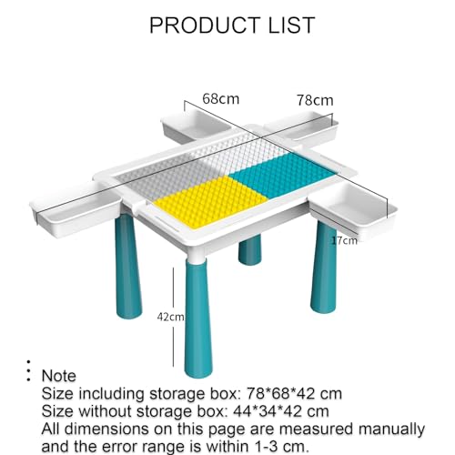 مجموعة مكعبات بناء للاطفال مكونة من 186 قطعة كراسي طاولة متعددة الوظائف تتضمن كرسي واحد مع 4 صناديق تخزين العاب الاستخدامات لعمر 3 12 سنة بلاستيك