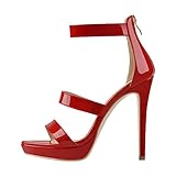  Only maker Sandalias de mujer Stiletto, color Rojo, talla 44 EU