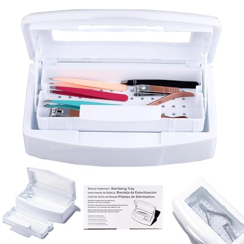Norhogo Vassoio Manicure Disinfezione Box Plastica Germicida Dip Sterilizzatore Box per Salone di Bellezza Manicure Capelli Strumenti Medici Manicure Laboratorio Articoli di pulizia