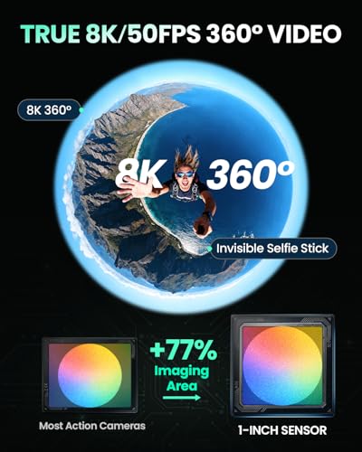 Image of Xtra Sphra360 360 Camera, 8K Panoramic Video, 1-Inch Sensor Equivalent, 100MP High Resolution, Waterproof Action Camera, 105GB Built-in Storage, Bullet Time, Broad Compatibility, Vlog | True 8k /30fps 360 Degree Video, Dual 1 Sensor-Equivalent, 100MP Panoramas, Waterproof to 10m