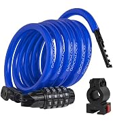 DocksLocks Bike Cable Lock Set (4ft and 6ft Lengths) Coiled Cable with Resettable Combination Loc...