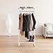 IRIS USA Clothes Rack with 2 Wood Shelves, Freestanding Clothing Rack, Easy to Assemble Garment Rack, Standing Metal Sturdy Small Space Storage Solution, White