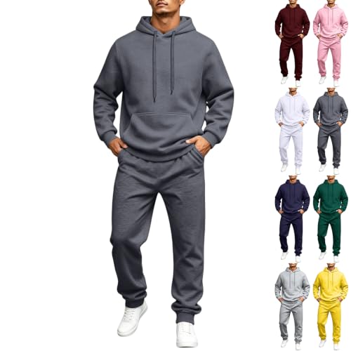 Men Track Suits 2 Piece Set Fleece Hoodie Workout Pants Joggers Sweatsuit - image 1