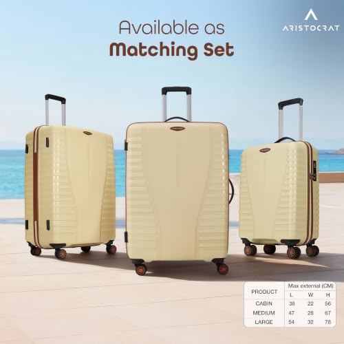 Image of Aristocrat Airpro-Max Set of 3 Cabin, Medium & Large Trolley Bags, Lightweight Polypropylene Case Luggage, 8 Wheels, Combination Lock, Travel-Friendly, 3-Yr International Warranty, Mojave Desert