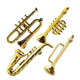 Milisten 4stücke Miniatur Musikinstrumente Teiliges Zubehör Saxophon Trompete Posaune Querflöte Deko Für Miniaturwelten Und Projekte