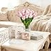 Nature’s Mimic 20pcs Pink Faux Tulips Flowers Fake Flowers Bouquets 13.5