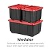 IRIS USA 4-Pack 27 Gallon Storage Bins with Lids |Made in USA| Heavy Duty Plastic Tote Containers for Truckbed Tool Box Organization, Large - Red