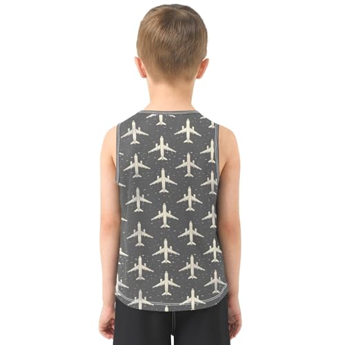 Plane Vintage Pattern Boys Tank Top Sleeveless Quick Dry Athletic T-Shirts 3-10T3