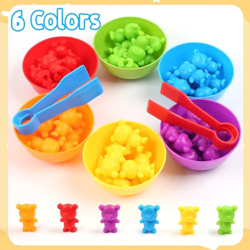 Image of UNIQUE KIDS Counting Matching Game with Sorting Cups, Color Classification and Sensory Training Educational Learning Toys Set Gift for Toddlers Preschool Ages 3 Years and up