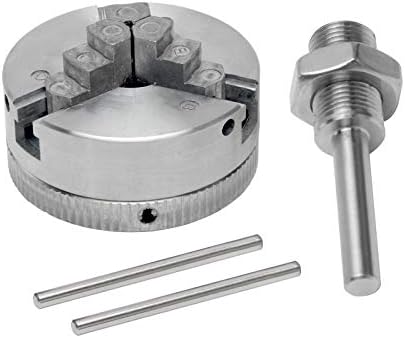 Z011 3-Jaw Lathe Chuck, Mini Lathe Chuck with Connecting Rod and Short Sticks, Self Centering Wood Turning Chuck, Power Lathe Accessory