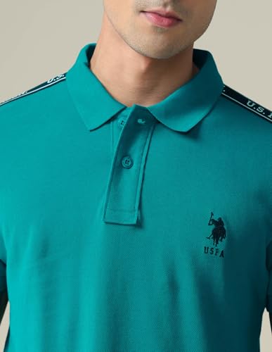 Image of U.S. Polo ASSN. Solid Regular Fit Polo T Shirts for Men - 100% Cotton, Half Sleeves Mens Tshirt
