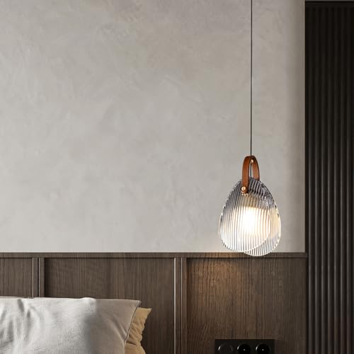 Lámpara colgante de cristal con forma de concha y acero inoxidable gris humo 4
