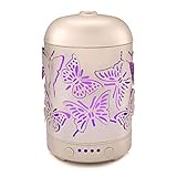 COOSA Genuine Unique 3D Butterflies Designed 100ml Ultrasonic Aromatherapy Essential Oil Diffuser Cool Aroma Mist Humidifier with 7 LED Lights for Home and Office (Butterfly Pattern)