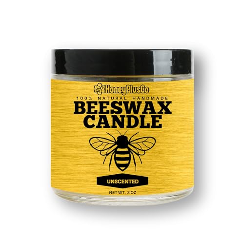 HoneyPlusCo | 100% Natural Beeswax Candle - Unscented (3 Oz)